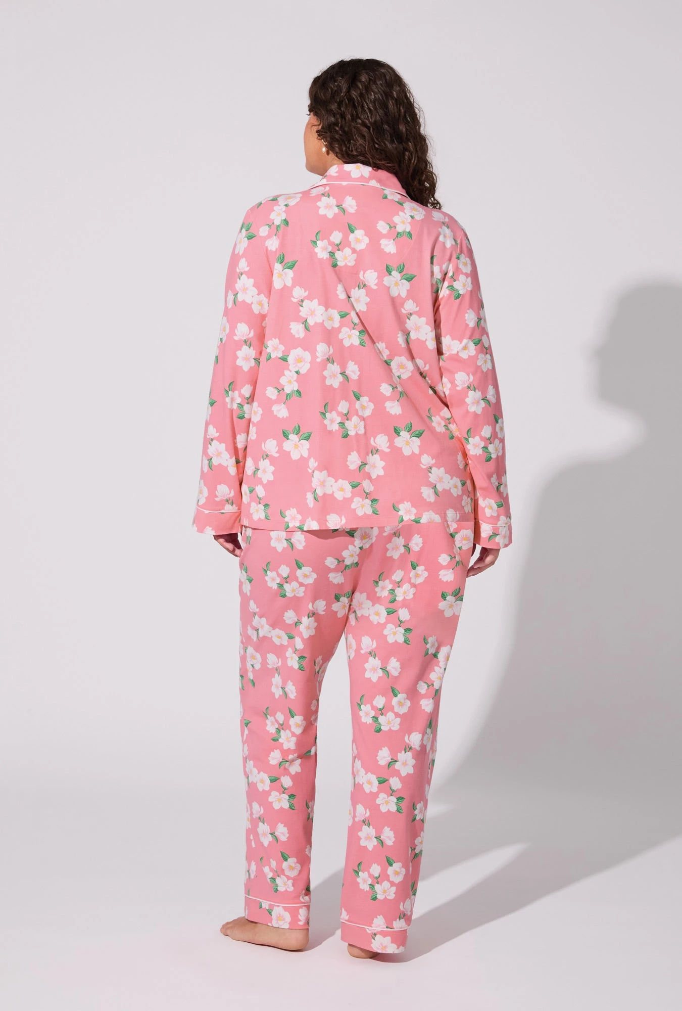 Pink Magnolias Long Sleeve Classic Stretch Jersey PJ Set 5 Pink Magnolias Long Sleeve Classic Stretch Jersey PJ Set - Image 5