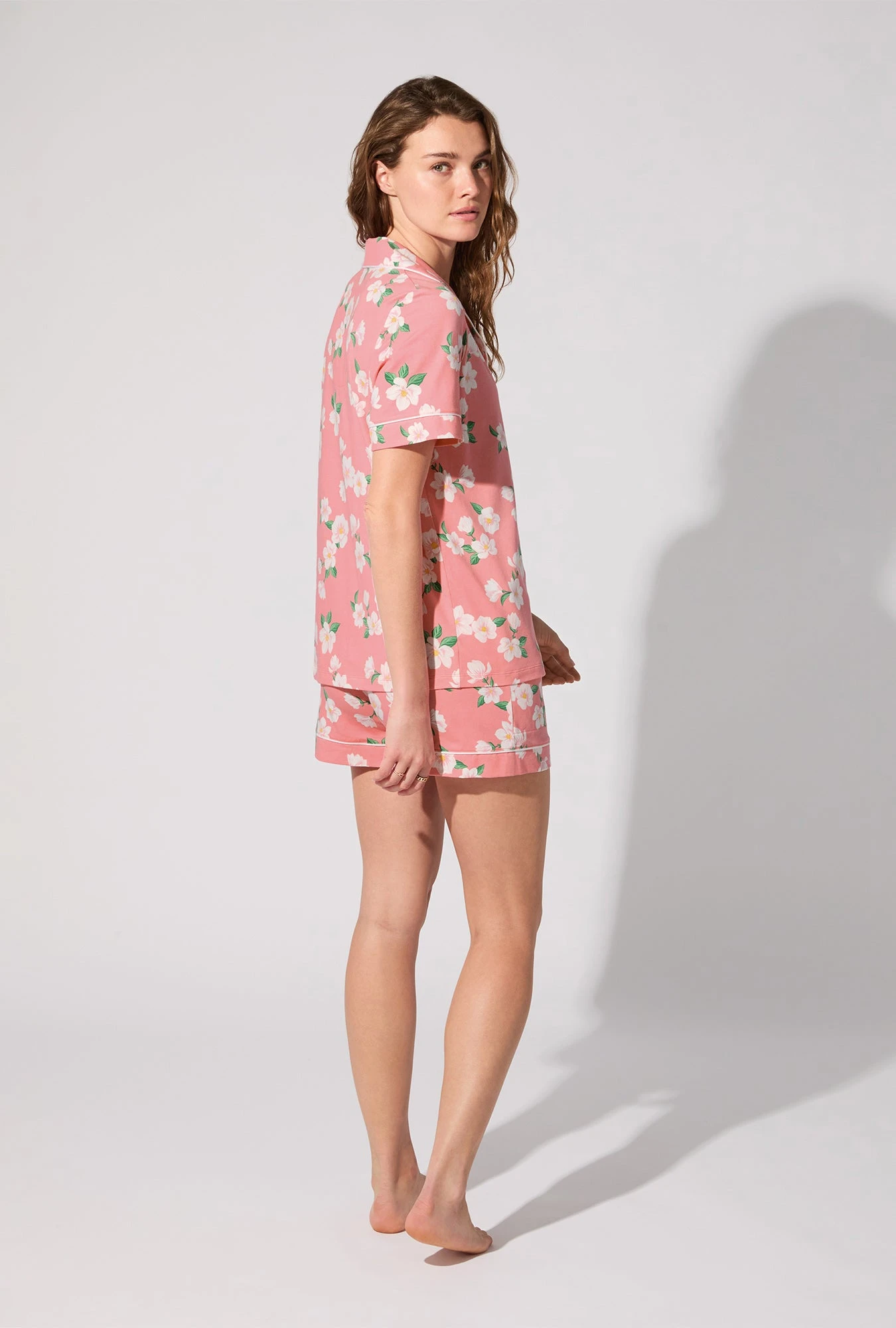 Pink Magnolias Short Sleeve Classic Shorty Stretch Jersey PJ Set 3 Pink Magnolias Short Sleeve Classic Shorty Stretch Jersey PJ Set - Image 3