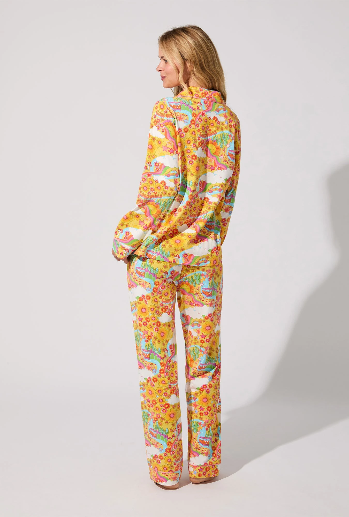 Good Vibes Long Sleeve Classic Stretch Jersey PJ Set 4 Good Vibes Long Sleeve Classic Stretch Jersey PJ Set - Image 4