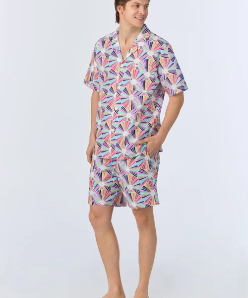 BedHead X Mr. Turk Fanfare Men's Short Sleeve Notch Woven Cotton Poplin Boxer PJ Set -Bedheadpjs Pajama Shop 09 BHM400111 1269B FANFARE 217 2