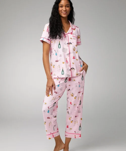 Let's Do Brunch Short Sleeve Classic Stretch Jersey Cropped PJ Set