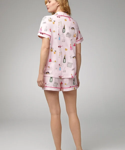 Let's Do Brunch Short Sleeve Classic Shorty Stretch Jersey PJ Set -Bedheadpjs Pajama Shop 101 BH2423752 4365B LETS DO BRUNCH 2204 BACK