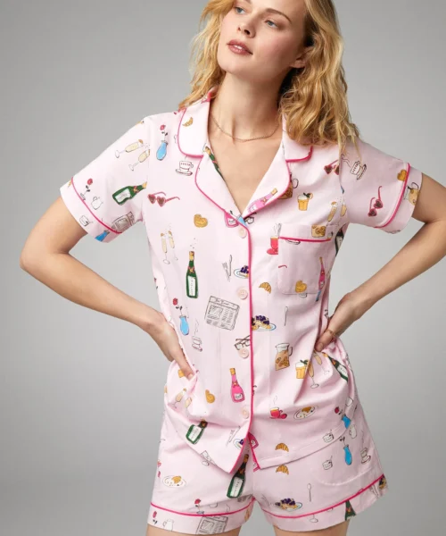 Let's Do Brunch Short Sleeve Classic Shorty Stretch Jersey PJ Set