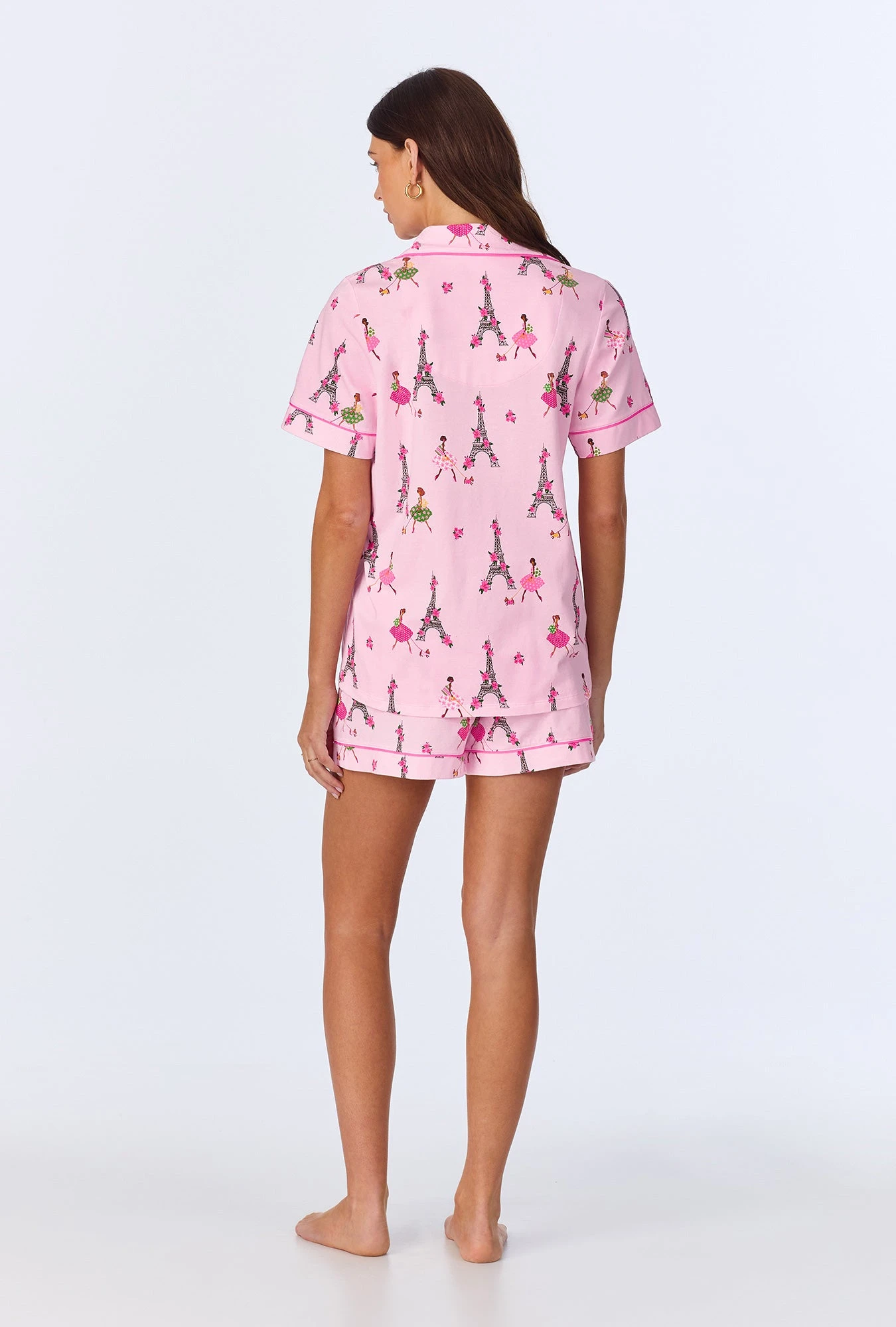 Tres Chic Short Sleeve Classic Shorty Stretch Jersey PJ Set 3 Tres Chic Short Sleeve Classic Shorty Stretch Jersey PJ Set - Image 3