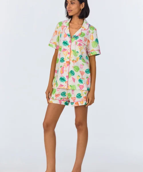 Vacation Libations Short Sleeve Classic Shorty Stretch Jersey PJ Set -Bedheadpjs Pajama Shop 10 BH240095 1242B VACATION LIBATIONS 325 2