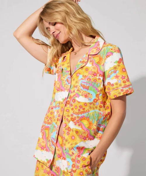 Good Vibes Short Sleeve Classic Shorty Stretch Jersey PJ Set