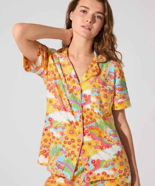 Good Vibes Short Sleeve Classic Stretch Jersey Cropped PJ Set 8 Good Vibes Short Sleeve Classic Stretch Jersey Cropped PJ Set -Bedheadpjs Pajama Shop 10 BH270115 1292B GOOD VIBES 407 4