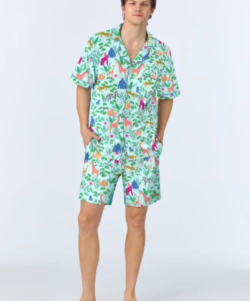Bedhead X Bronwyn Newport Jungle Boogie Men's Short Sleeve Classic Stretch Jersey Short PJ Set