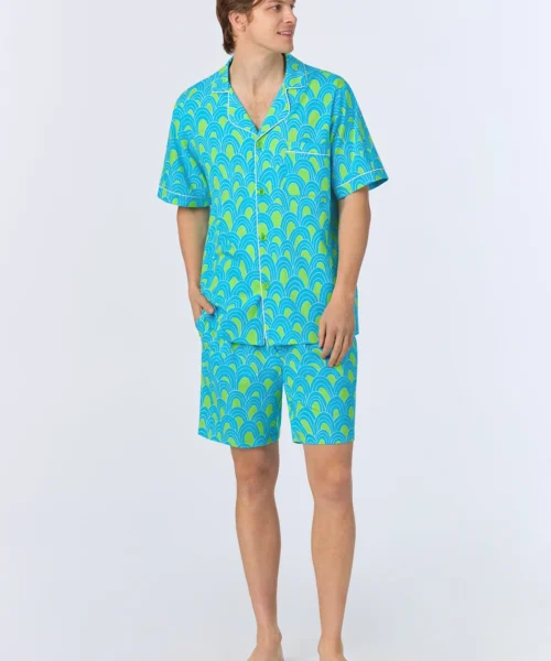 BedHead X Mr. Turk Geo Arches Men's Short Sleeve Notch Stretch Jersey Boxer PJ Set