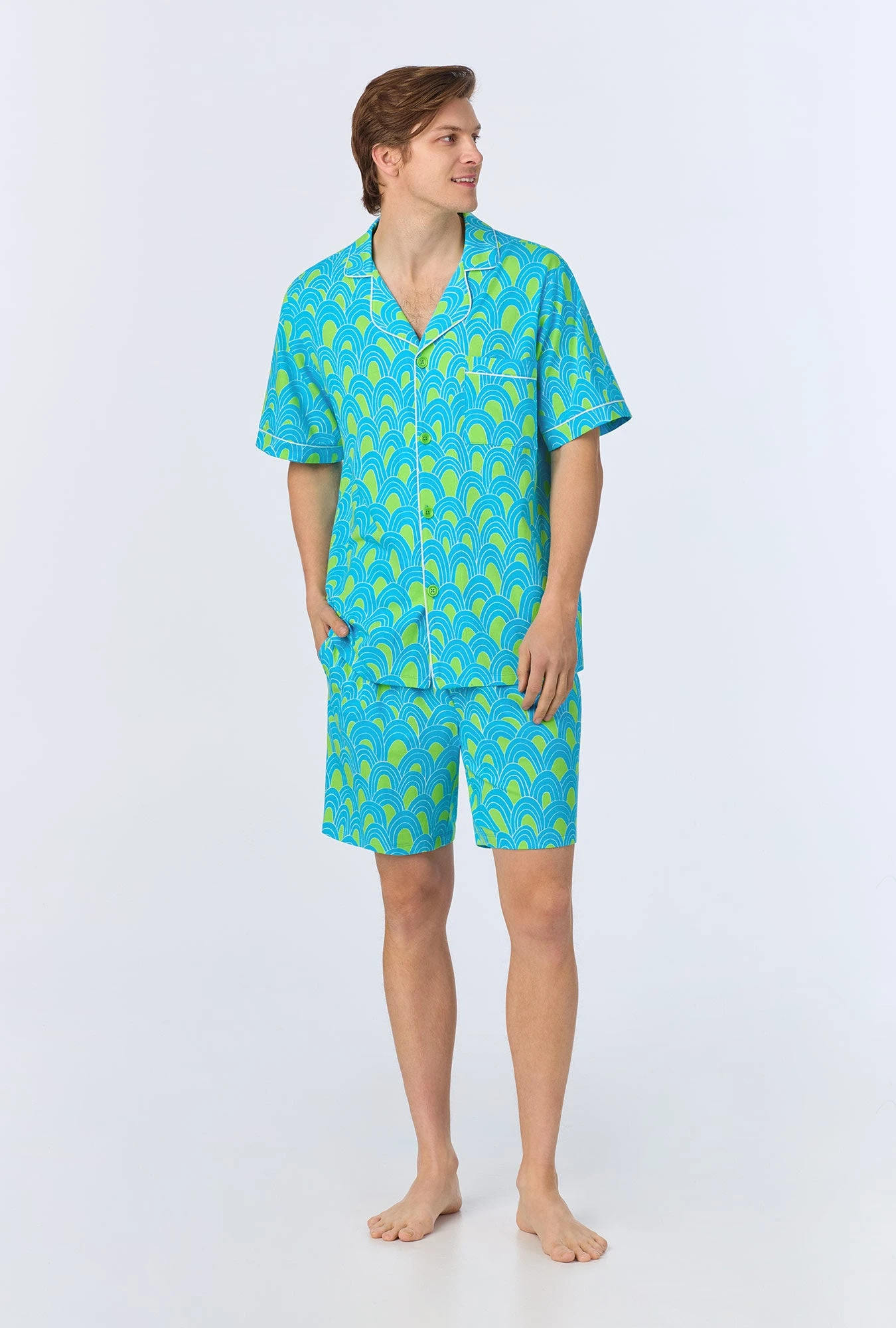 BedHead X Mr. Turk Geo Arches Men's Short Sleeve Notch Stretch Jersey Boxer PJ Set 1 BedHead X Mr. Turk Geo Arches Men's Short Sleeve Notch Stretch Jersey Boxer PJ Set