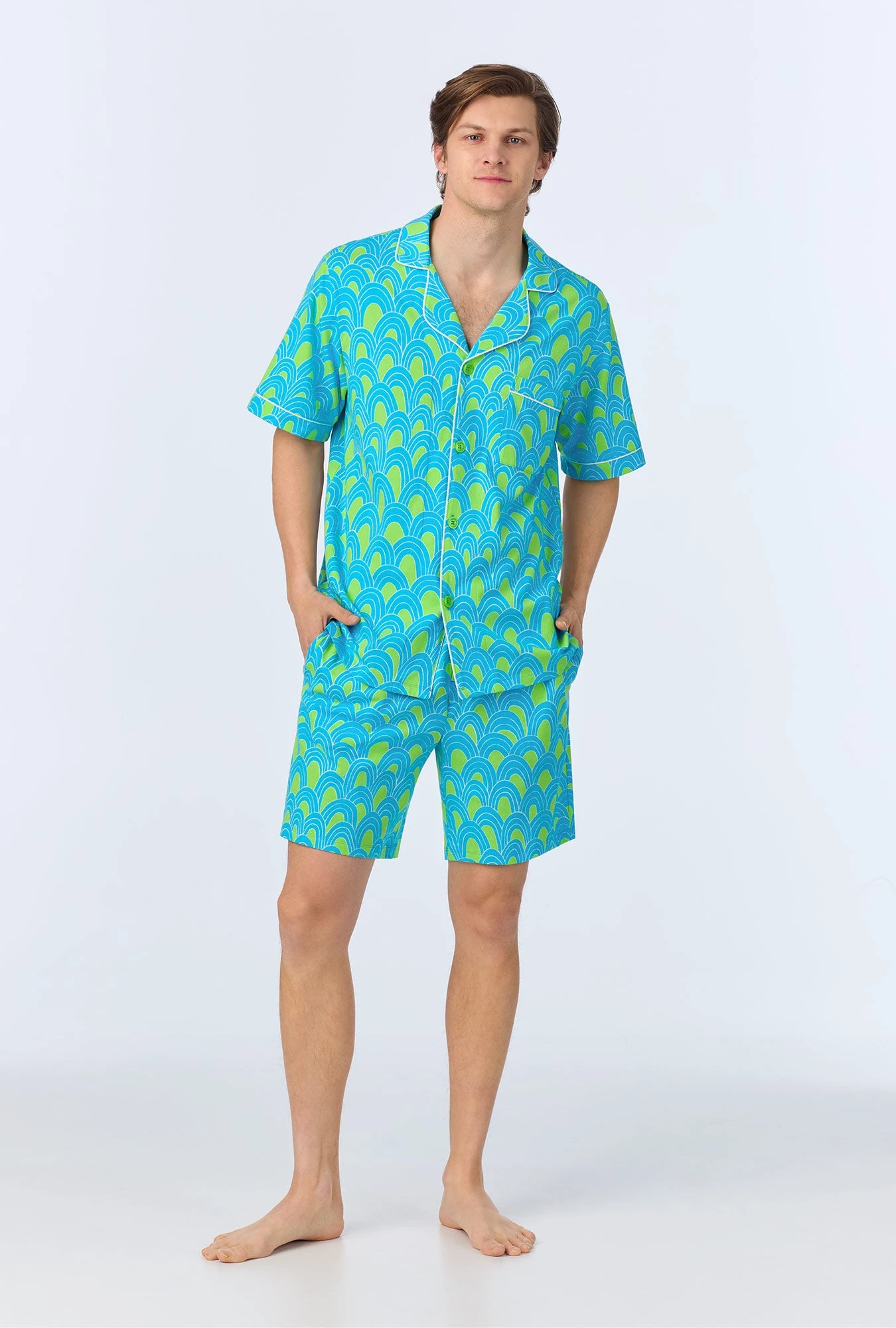 BedHead X Mr. Turk Geo Arches Men's Short Sleeve Notch Stretch Jersey Boxer PJ Set 2 BedHead X Mr. Turk Geo Arches Men's Short Sleeve Notch Stretch Jersey Boxer PJ Set - Image 2