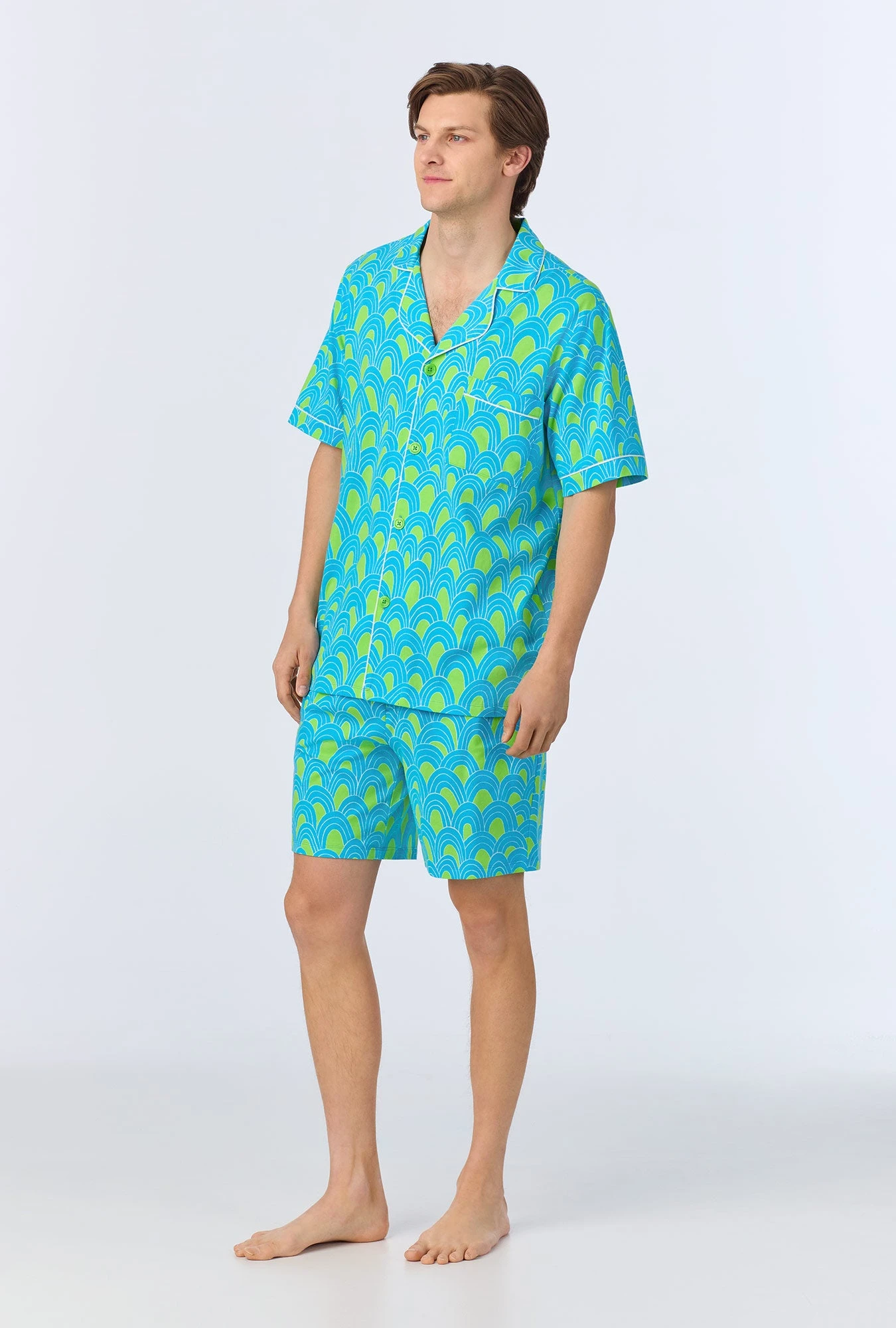 BedHead X Mr. Turk Geo Arches Men's Short Sleeve Notch Stretch Jersey Boxer PJ Set 3 BedHead X Mr. Turk Geo Arches Men's Short Sleeve Notch Stretch Jersey Boxer PJ Set - Image 3