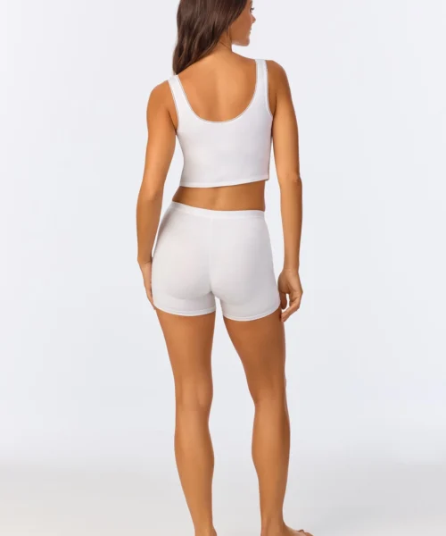 White Stretch Jersey Crop Tank -Bedheadpjs Pajama Shop 11 BH005 I100A WHITE 316