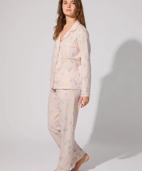 Oyster And Champagne Long Sleeve Classic Stretch Jersey PJ Set -Bedheadpjs Pajama Shop 11 BH290115 1291B OYSTERS AND CHAMPAGNE 432 2