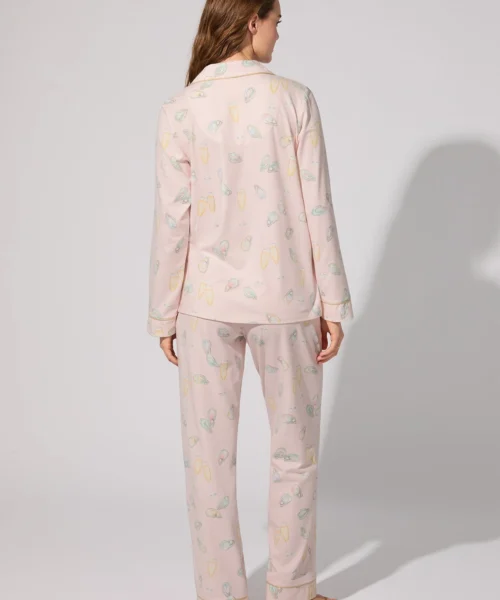 Oyster And Champagne Long Sleeve Classic Stretch Jersey PJ Set -Bedheadpjs Pajama Shop 11 BH290115 1291B OYSTERS AND CHAMPAGNE 434 3