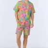 BedHead X Mr. Turk Linear Floral Men's Short Sleeve Notch Woven Cotton Poplin Boxer PJ Set