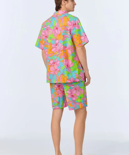 BedHead X Mr. Turk Linear Floral Men's Short Sleeve Notch Woven Cotton Poplin Boxer PJ Set -Bedheadpjs Pajama Shop 11 BHM400113 1273B LINEAR FLORAL 453 3