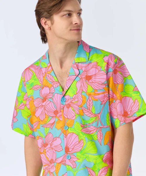 BedHead X Mr. Turk Linear Floral Men's Short Sleeve Notch Woven Cotton Poplin Boxer PJ Set -Bedheadpjs Pajama Shop 11 BHM400113 1273B LINEAR FLORAL 456 4