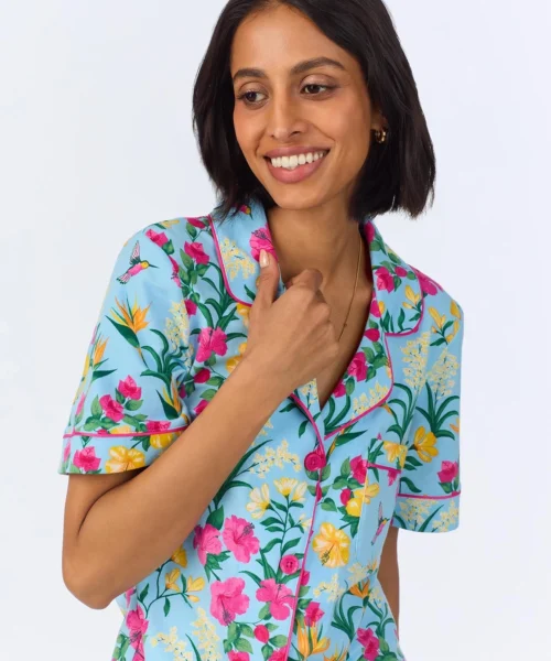 Tropical Paradise Short Sleeve Classic Stretch Jersey Cropped PJ Set -Bedheadpjs Pajama Shop 12 BH270095 1249B TROPICAL PARADISE 407 4