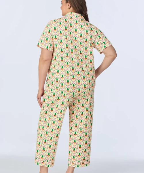 Pinacoolada Short Sleeve Classic Stretch Jersey Cropped PJ Set -Bedheadpjs Pajama Shop 13 plus size BH270095 1238B PINACOOLADA 094 3