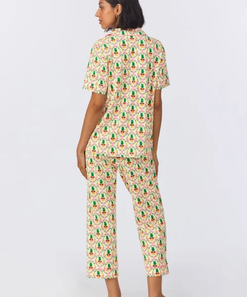 Pinacoolada Short Sleeve Classic Stretch Jersey Cropped PJ Set -Bedheadpjs Pajama Shop 14 BH270095 1238B PINACOOLADA 461 3