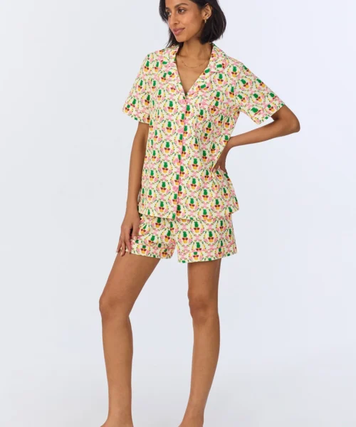 Pinacoolada Short Sleeve Classic Shorty Stretch Jersey PJ Set -Bedheadpjs Pajama Shop 15 BH240095 1238B PINACOOLADA 482 2