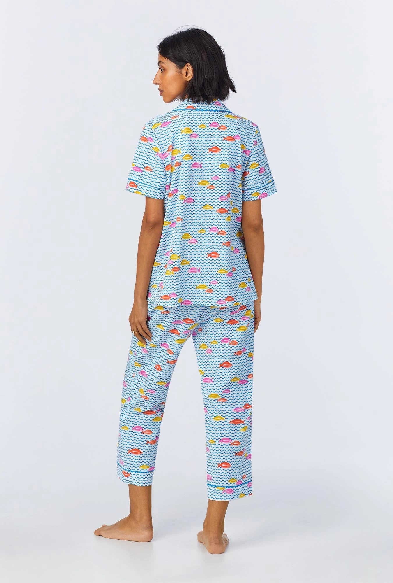 Marina Grande Short Sleeve Classic Stretch Jersey Cropped PJ Set 4 Marina Grande Short Sleeve Classic Stretch Jersey Cropped PJ Set - Image 4