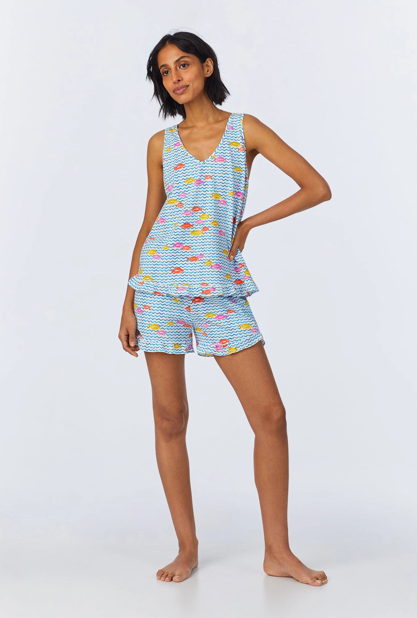 Marina Grande Ruffle Tank Stretch Jersey Shorty PJ Set 2 Marina Grande Ruffle Tank Stretch Jersey Shorty PJ Set - Image 2