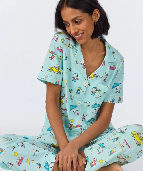 Surfside Snoopy® Short Sleeve Classic Cropped Stretch Jersey PJ Set