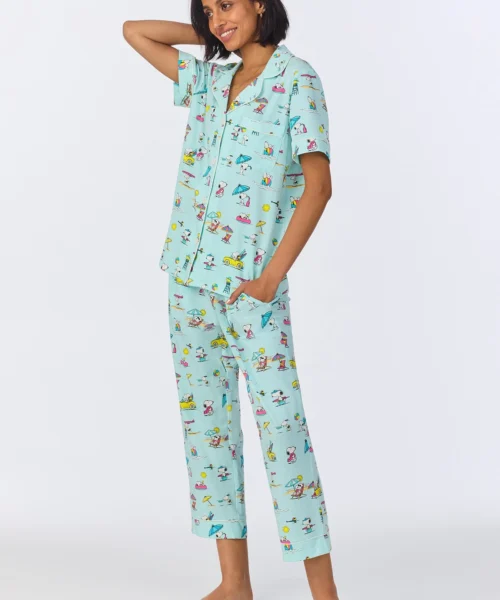 Surfside Snoopy® Short Sleeve Classic Cropped Stretch Jersey PJ Set -Bedheadpjs Pajama Shop 17 BH270103PE 1248B SURFSIDE SNOOPY 3