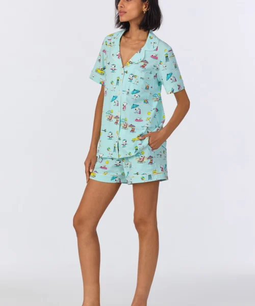 Surfside Snoopy®Short Sleeve Classic Shorty Stretch Jersey PJ Set -Bedheadpjs Pajama Shop 18 BH240103PE 1248B SURFSIDE SNOOPY 592 2