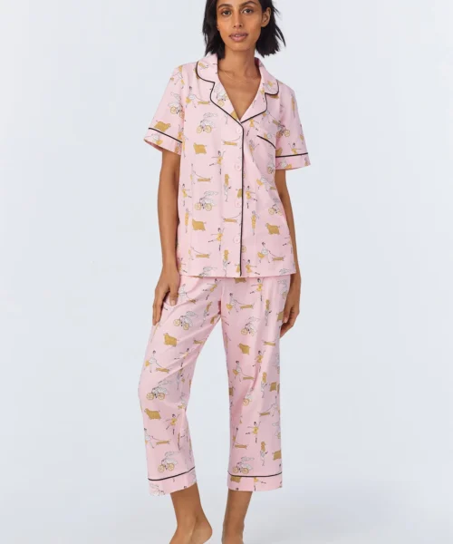 Say Yes To Pasta Short Sleeve Classic Stretch Jersey Cropped PJ Set