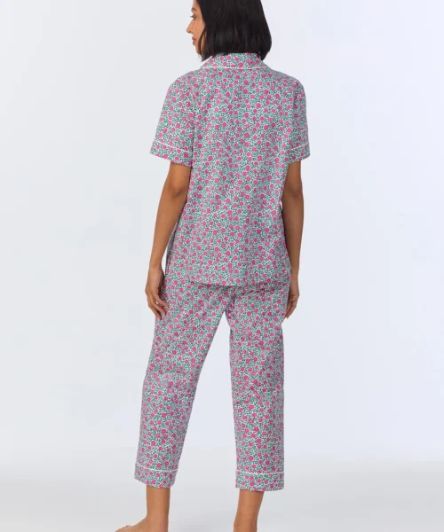 Petite Petunias Short Sleeve Classic Woven Cotton Poplin Cropped PJ Set -Bedheadpjs Pajama Shop 19 BH270096 1243B PETITE PETUNIAS 623 3