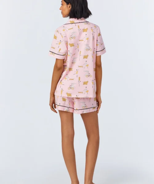 Say Yes To Pasta Short Sleeve Classic Shorty Stretch Jersey PJ Set -Bedheadpjs Pajama Shop 20 BH240092 1219B SAY YES TO PASTA 030 3