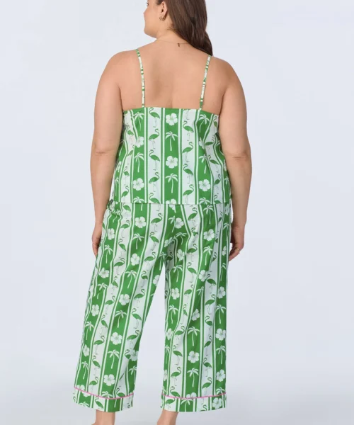 Aloha Stripe Cami Woven Cotton Poplin Cropped PJ Set -Bedheadpjs Pajama Shop 20 plus size BH050096 1245B ALOHA STRIPE 213 3
