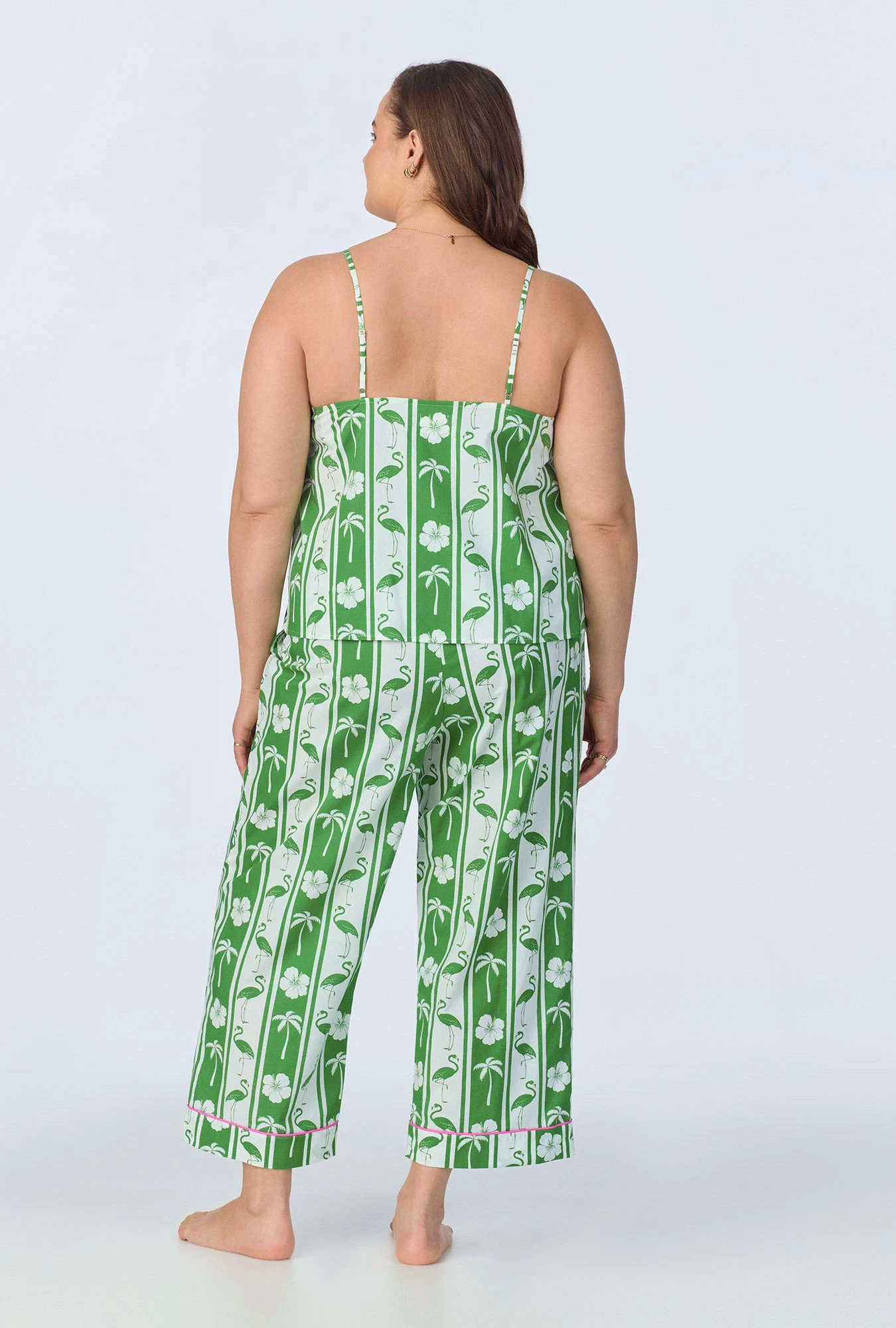 Aloha Stripe Cami Woven Cotton Poplin Cropped PJ Set - Image 6