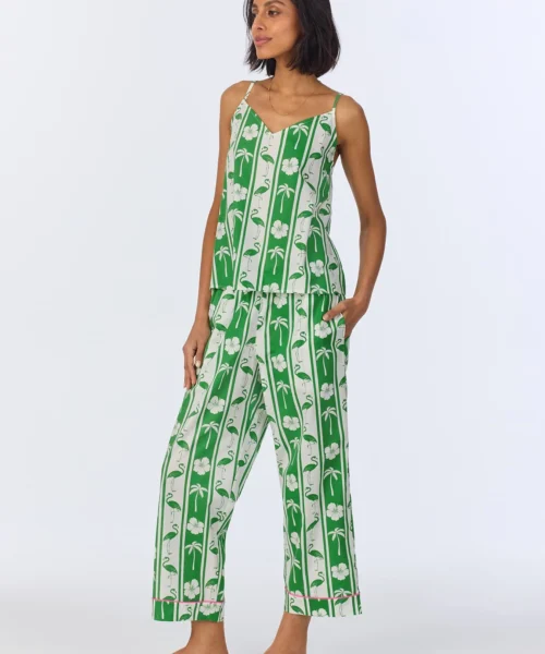 Aloha Stripe Cami Woven Cotton Poplin Cropped PJ Set -Bedheadpjs Pajama Shop 21 BH050096 1245B ALOHA STRIPE 685 2