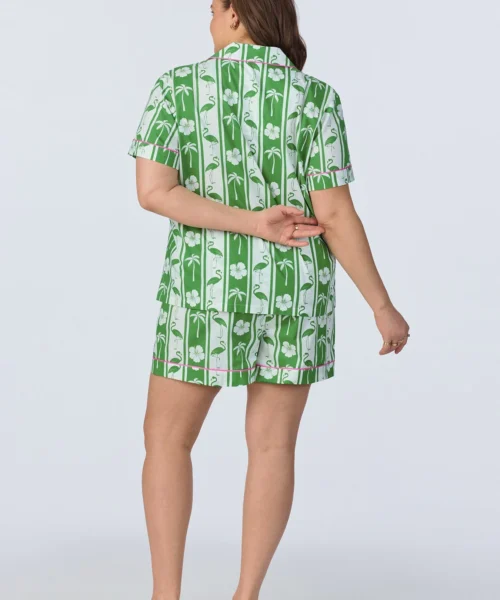 Aloha Stripe Short Sleeve Classic Woven Cotton Poplin Shorty PJ Set -Bedheadpjs Pajama Shop 21 plus size BH240096 1245B ALOHA STRIPE 231 3