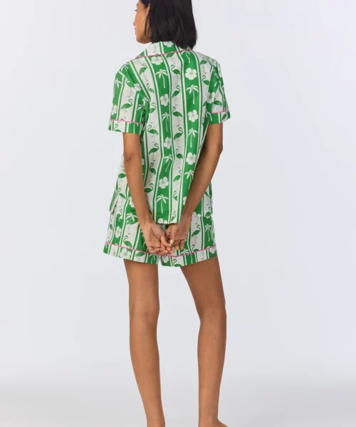 Aloha Stripe Short Sleeve Classic Woven Cotton Poplin Shorty PJ Set -Bedheadpjs Pajama Shop 22 BH240096 1245B ALOHA STRIPE 726 3