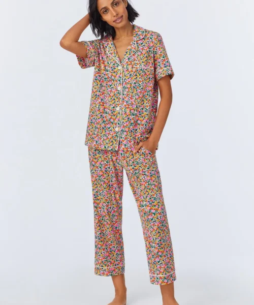 Fresh Picks Short Sleeve Classic Stretch Jersey Cropped PJ Set