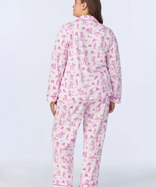 Cowgirl Toile Long Sleeve Classic Stretch Jersey PJ Set -Bedheadpjs Pajama Shop 22 plus size BH290097 1246B COWGIRL TOILE 247 3
