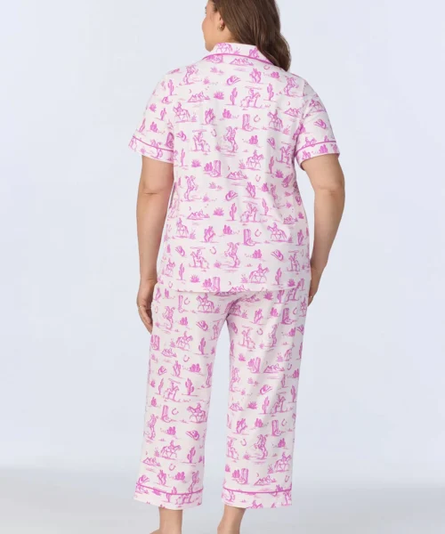 Cowgirl Toile Short Sleeve Classic Stretch Jersey Cropped PJ Set 11 Cowgirl Toile Short Sleeve Classic Stretch Jersey Cropped PJ Set -Bedheadpjs Pajama Shop 23 plus size BH270097 1246B COWGIRL TOILE 267 3