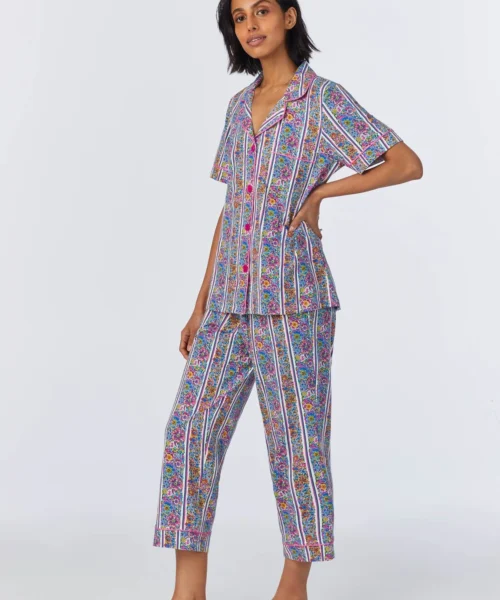 Bel Fiore Short Sleeve Classic Stretch Jersey Cropped PJ Set -Bedheadpjs Pajama Shop 24 BH270092 1226B BEL FIORE 3