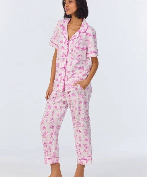 Cowgirl Toile Short Sleeve Classic Stretch Jersey Cropped PJ Set 8 Cowgirl Toile Short Sleeve Classic Stretch Jersey Cropped PJ Set -Bedheadpjs Pajama Shop 24 BH270097 1246B COWGIRL TOILE 769 2