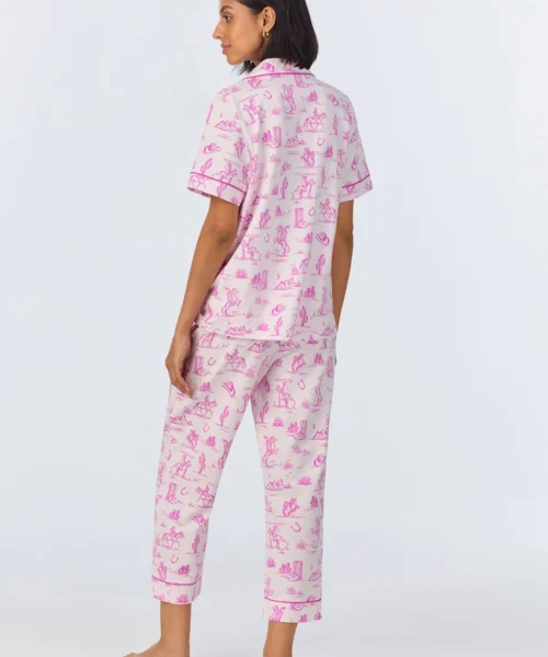 Cowgirl Toile Short Sleeve Classic Stretch Jersey Cropped PJ Set 9 Cowgirl Toile Short Sleeve Classic Stretch Jersey Cropped PJ Set -Bedheadpjs Pajama Shop 24 BH270097 1246B COWGIRL TOILE 777 3