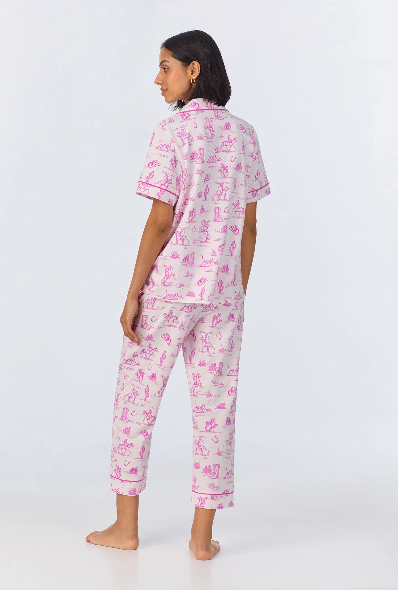 Cowgirl Toile Short Sleeve Classic Stretch Jersey Cropped PJ Set 4 Cowgirl Toile Short Sleeve Classic Stretch Jersey Cropped PJ Set - Image 4