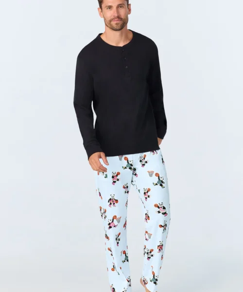 Bedhead X Bronwyn Newport Slam Dunk Men's Long Sleeve Henley Stretch Jersey PJ Set