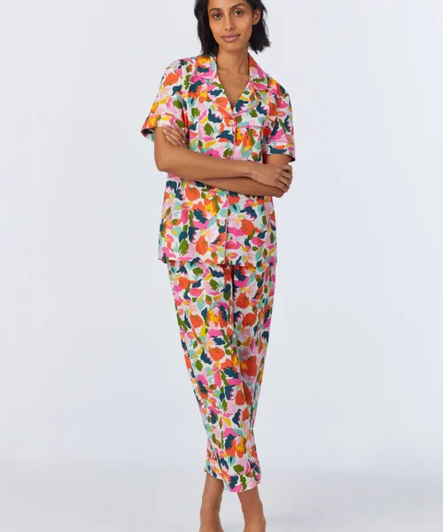 Lucia Short Sleeve Classic Woven Cotton Poplin Cropped PJ Set