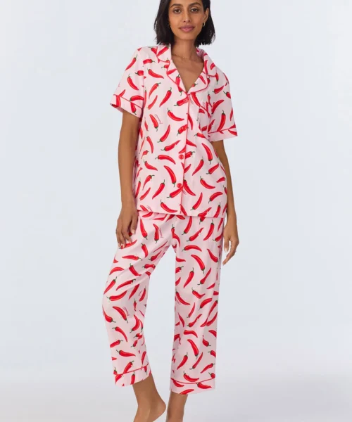 Coming In Hot Short Sleeve Classic Stretch Jersey Cropped PJ Set