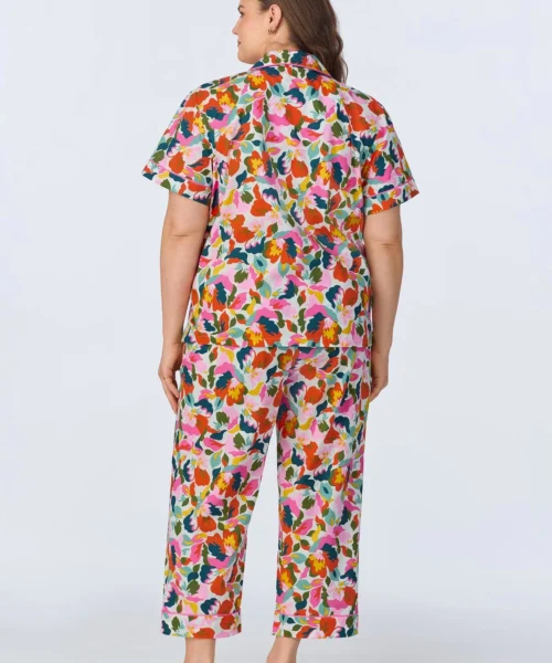 Lucia Short Sleeve Classic Woven Cotton Poplin Cropped PJ Set -Bedheadpjs Pajama Shop 30 plus size BH270093 1222B LUCIA 671 3